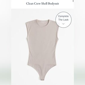 SALE! NWT Abercrombie Clean Crew Shell Bodysuit in Taupe size small